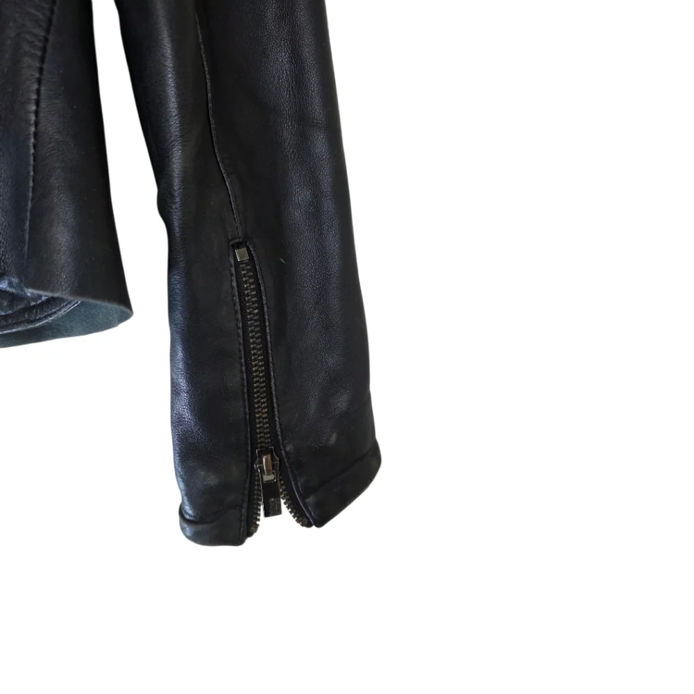 BLACK RIVET Black Leather Jacket Tailored Peplum - Size Small - Picture 9 of 11